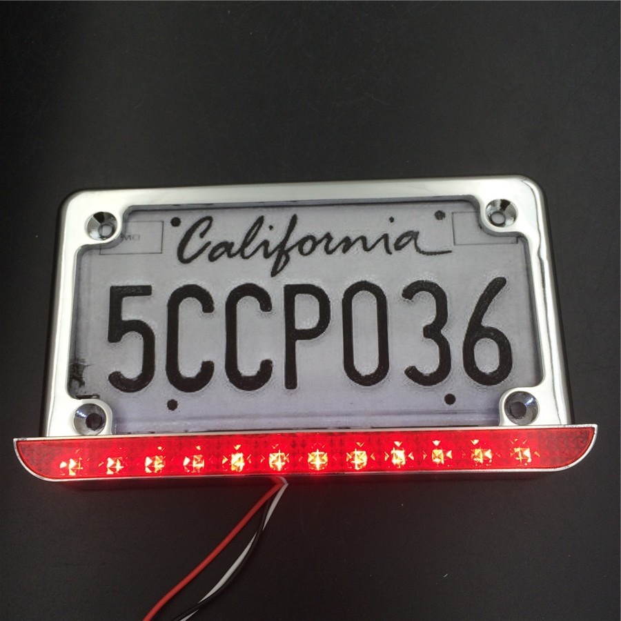 Chrome 7″x4″ License Plate Frame 6″ LED For Honda/Suzuki/Yamaha/Kawasaki/Harley