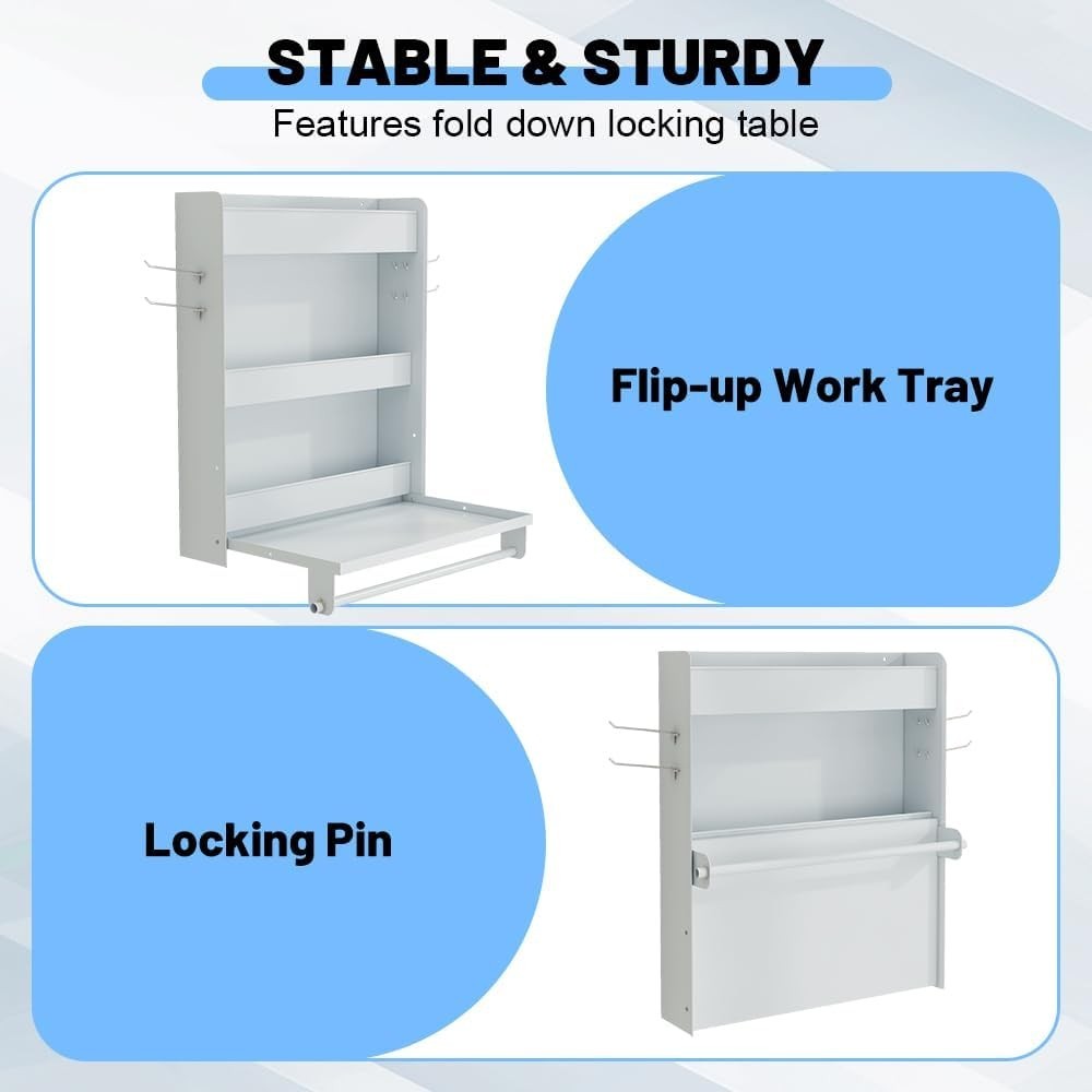 Trailer Door Cabinet Organizer Work Station Storage with Tray & Paper Towel Rack