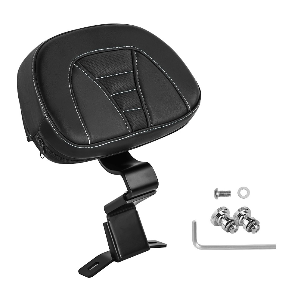 White Stitching Backrest Back Support w/ Bracket For Harley Street Glide 2009-23