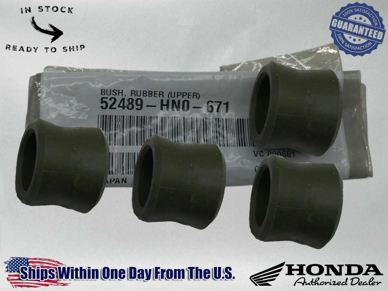4 Honda Genuine OEM Authentic Rubber BushingsTRX450 NRX1800 CB1100 52489-HN0-671