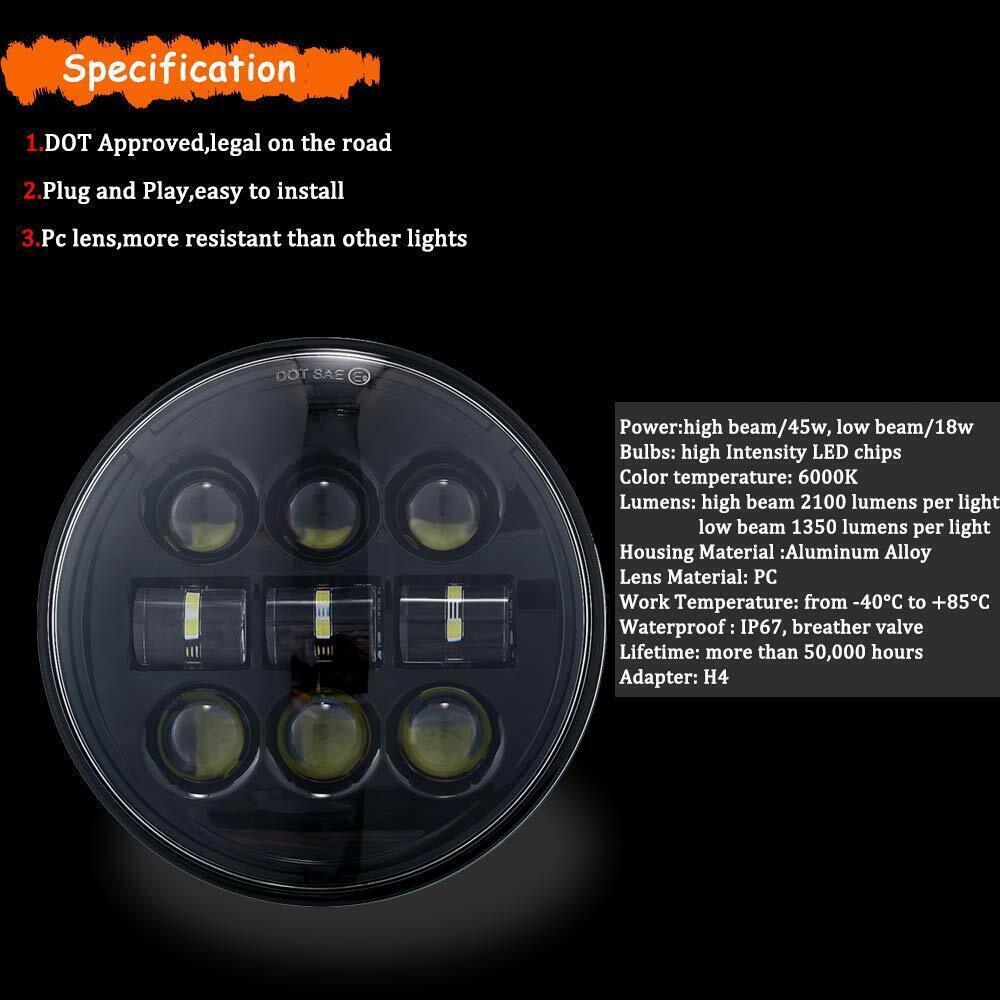 5.75″ 5 3/4 INCH LED HEADLIGHT HIGH LOW BEAM PROJECTOR FOR DYNA SPORTSTER MOTOR