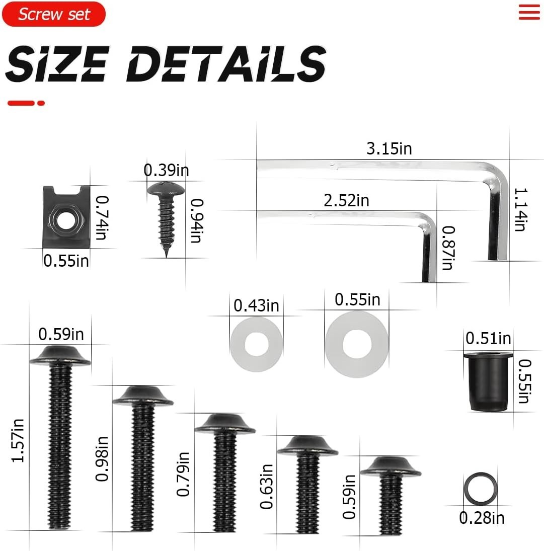 Complete 177-Piece Motorcycle Screws and Bolts Kit – Rustproof Anodized Finish