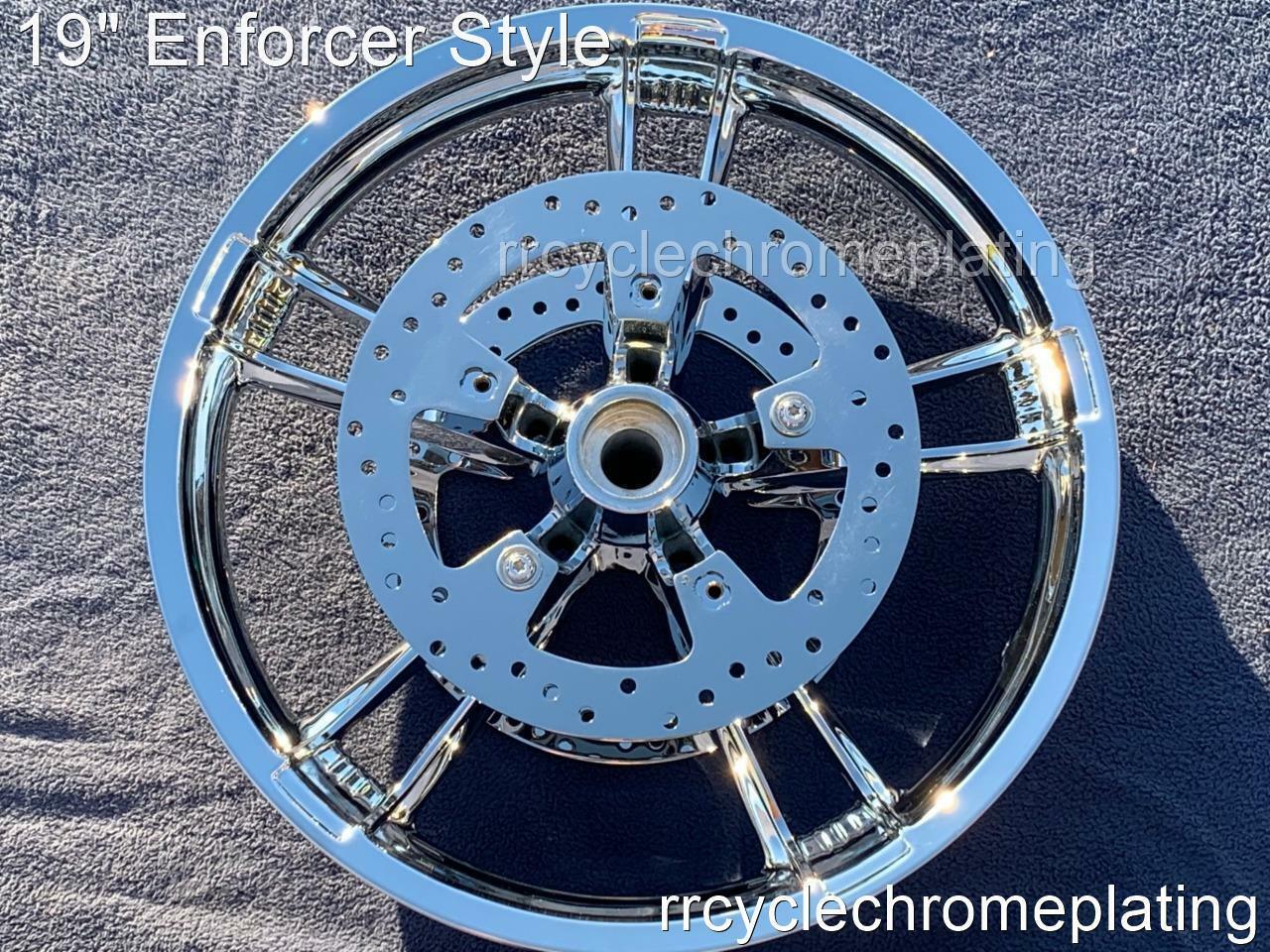 00-07 Harley Chrome 19″ Front Enforcer Wheel W/ 2 Rotors Touring Street Glide