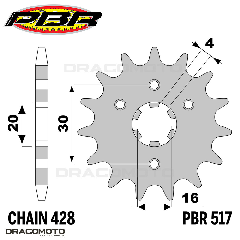 KAWASAKI KH 100 1980-1992 chain sprocket kit 428 PBR EK2419