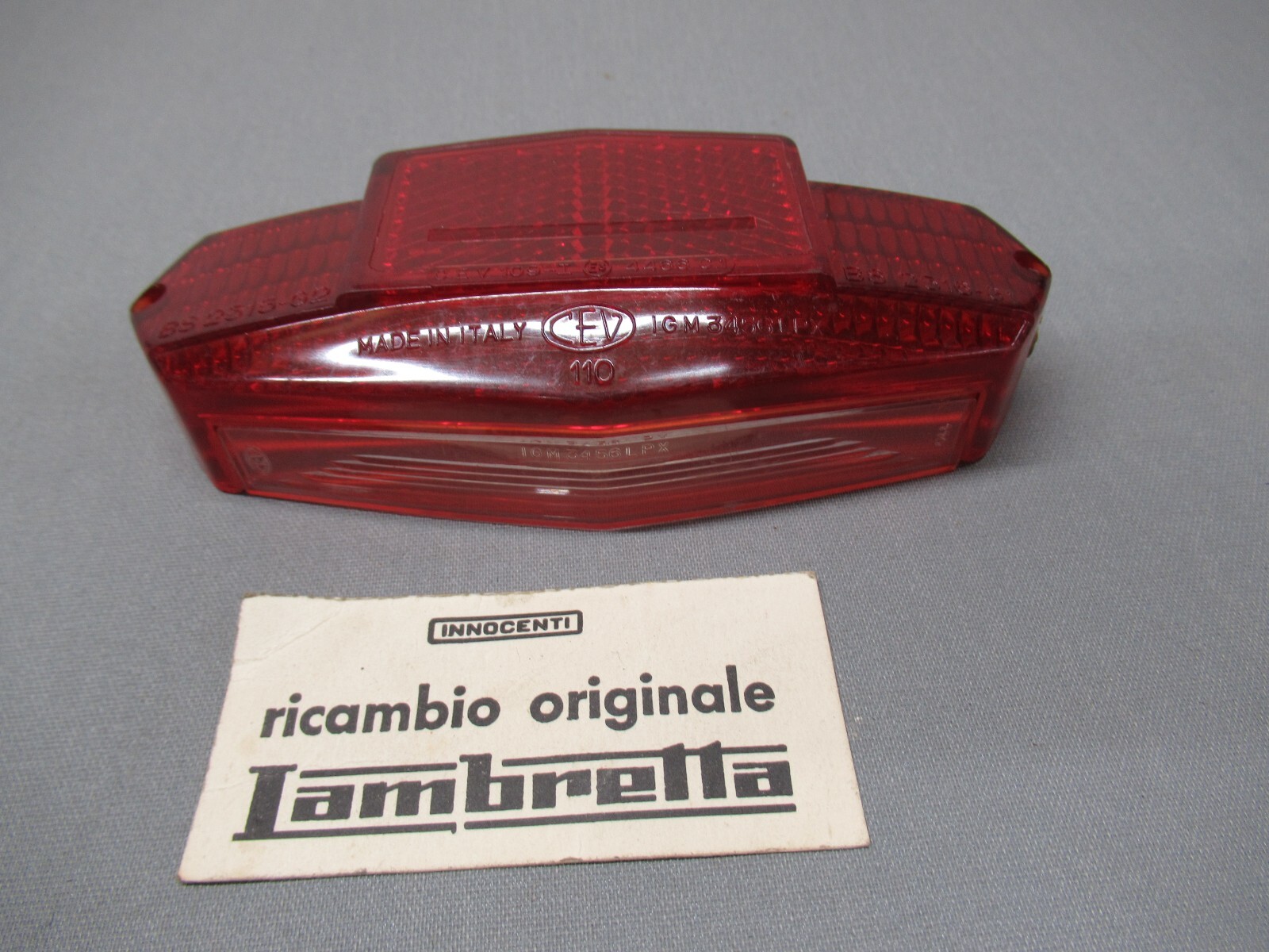 Orig.Italian Lambretta J Range/CENTO/J125 “C.E.V ” Rear Light Lense N.O.S
