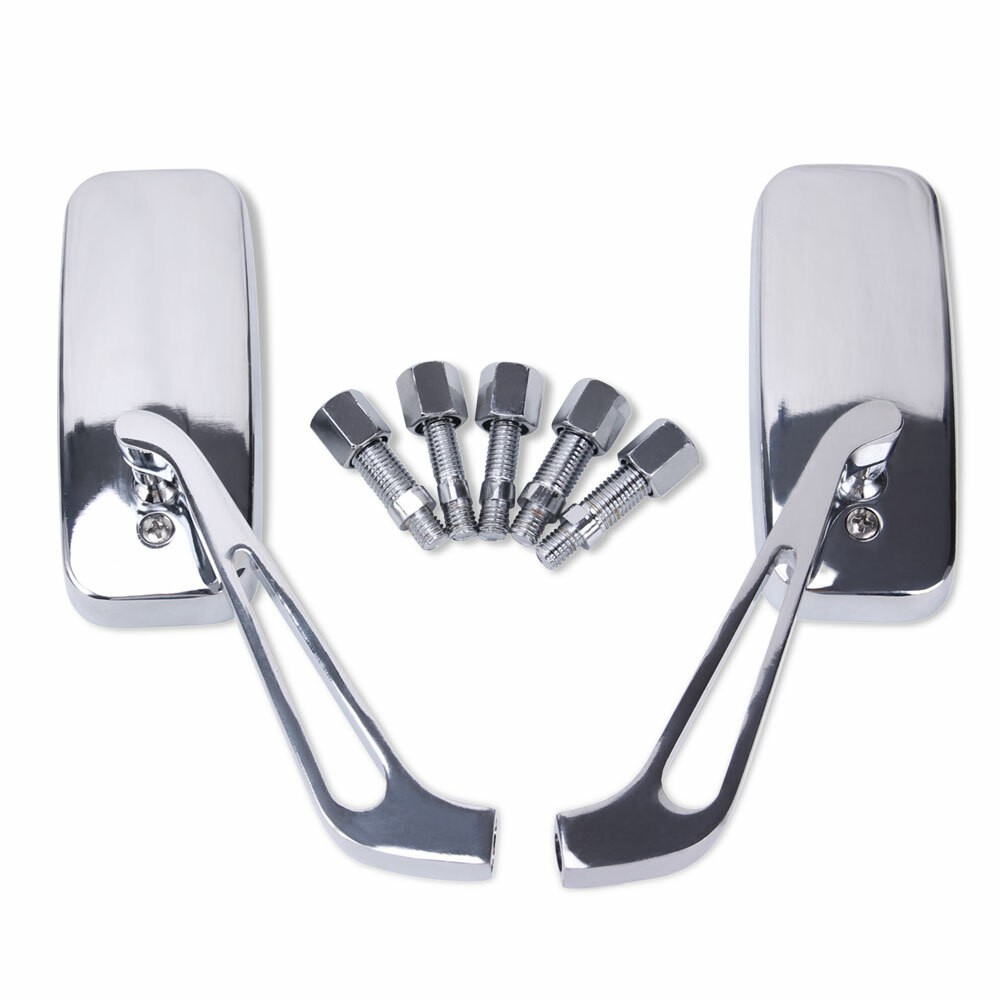 High Gloss Chrome Rectangular Side Mirrors For Harley Honda Suzuki Yamaha New