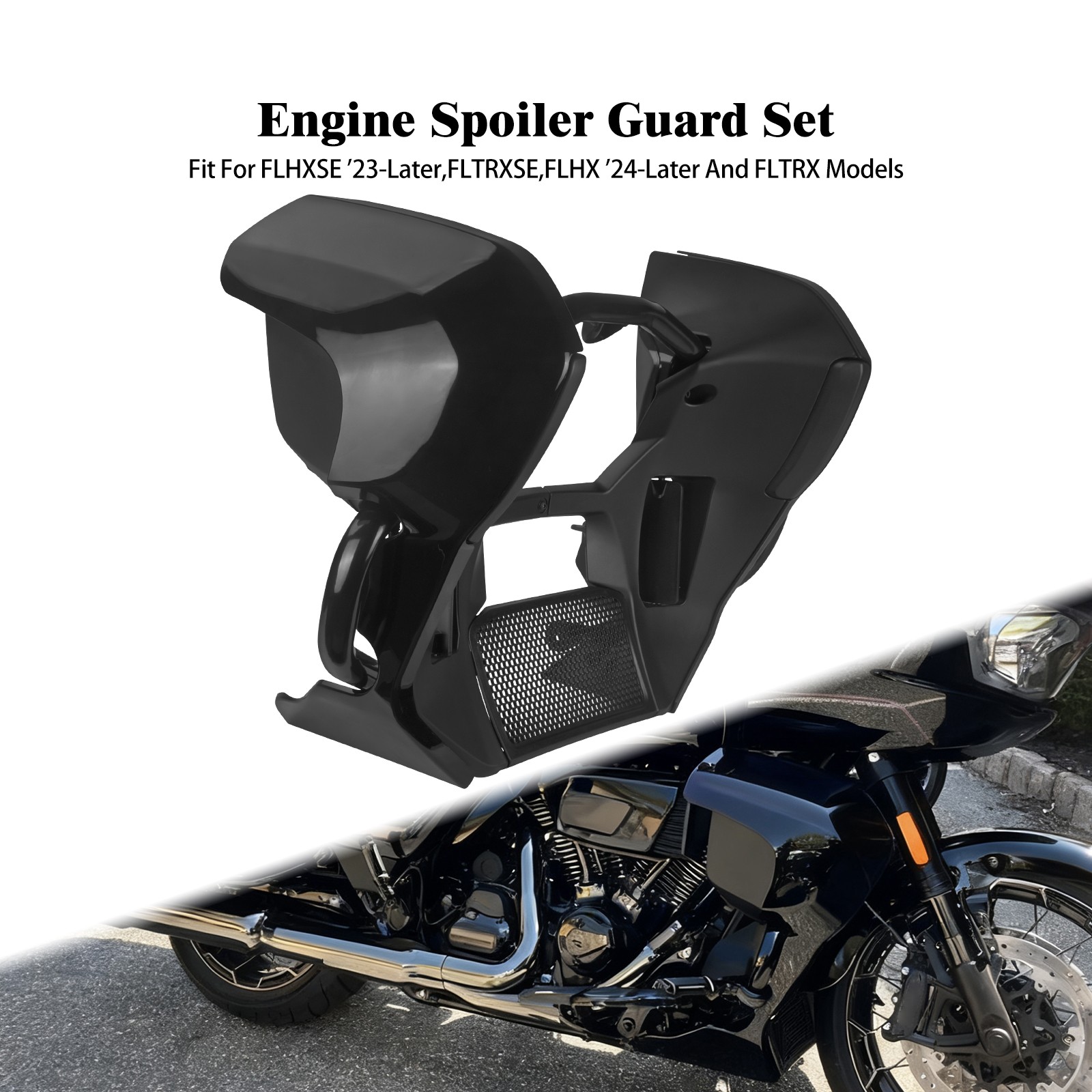 Black Lower Leg Fairings & Engine Guard Bar Fit For Harley Road Glide FLTRX 24+