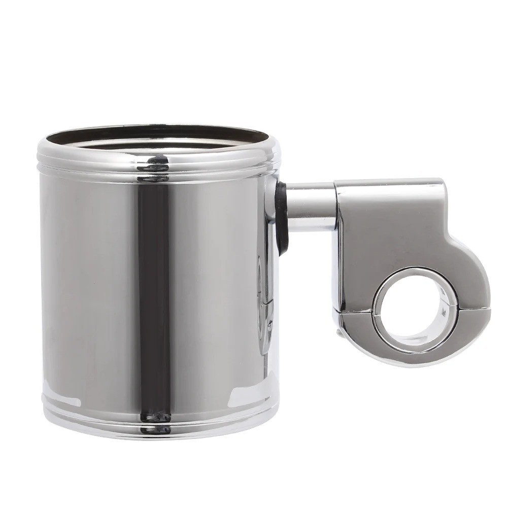Motorcycle Cup Holder Handlebar Drink Bottle Chrome Harley Honda ATV 7/8 1 1.25