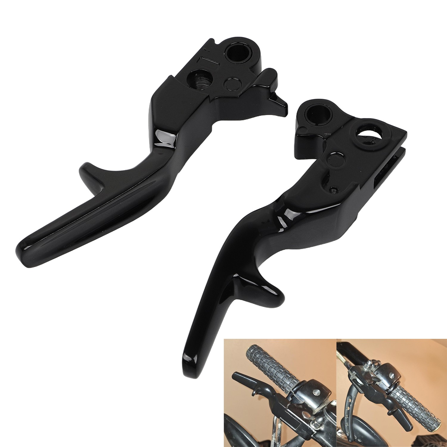 Left Right Front Shorty Brake Clutch Levers For Harley Dyna Softail Deluxe FLSTN