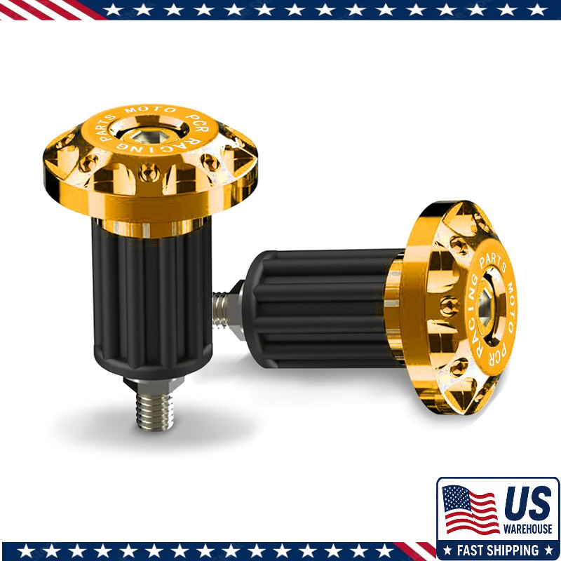 2PCS Motorcycle Bar End Plug, Aluminum Alloy Handlebar Grip End Caps, Size: Gold