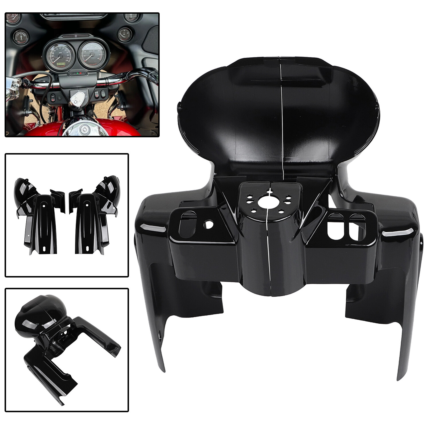 Gauge Housing Cover Nacelle Speedo For Harley Road Glide 98-13 FLTR Gloss Black