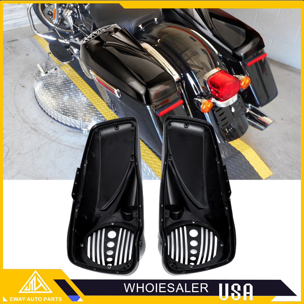 Vivid Black 8 inch Speaker Lids With Tweeter For Harley Touring 2014-2023 Models