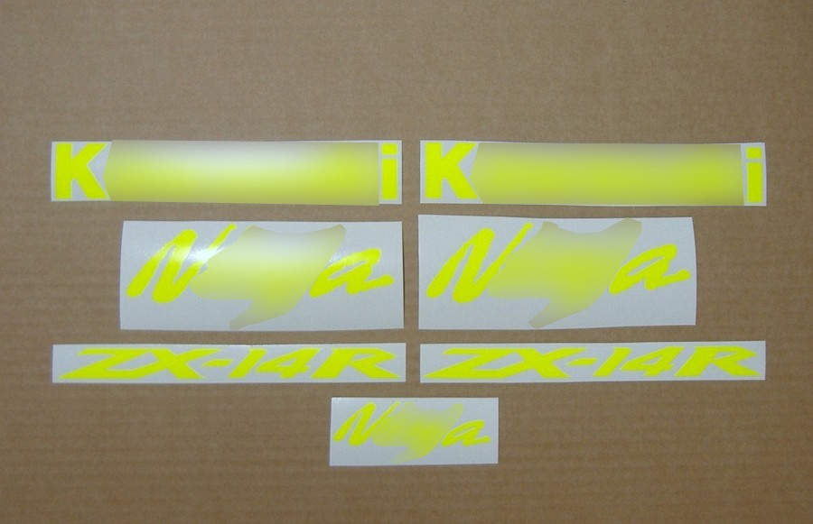 Stickers for ZX-14R decals kit ZX14R 1400 customized neon signal yellow emblems