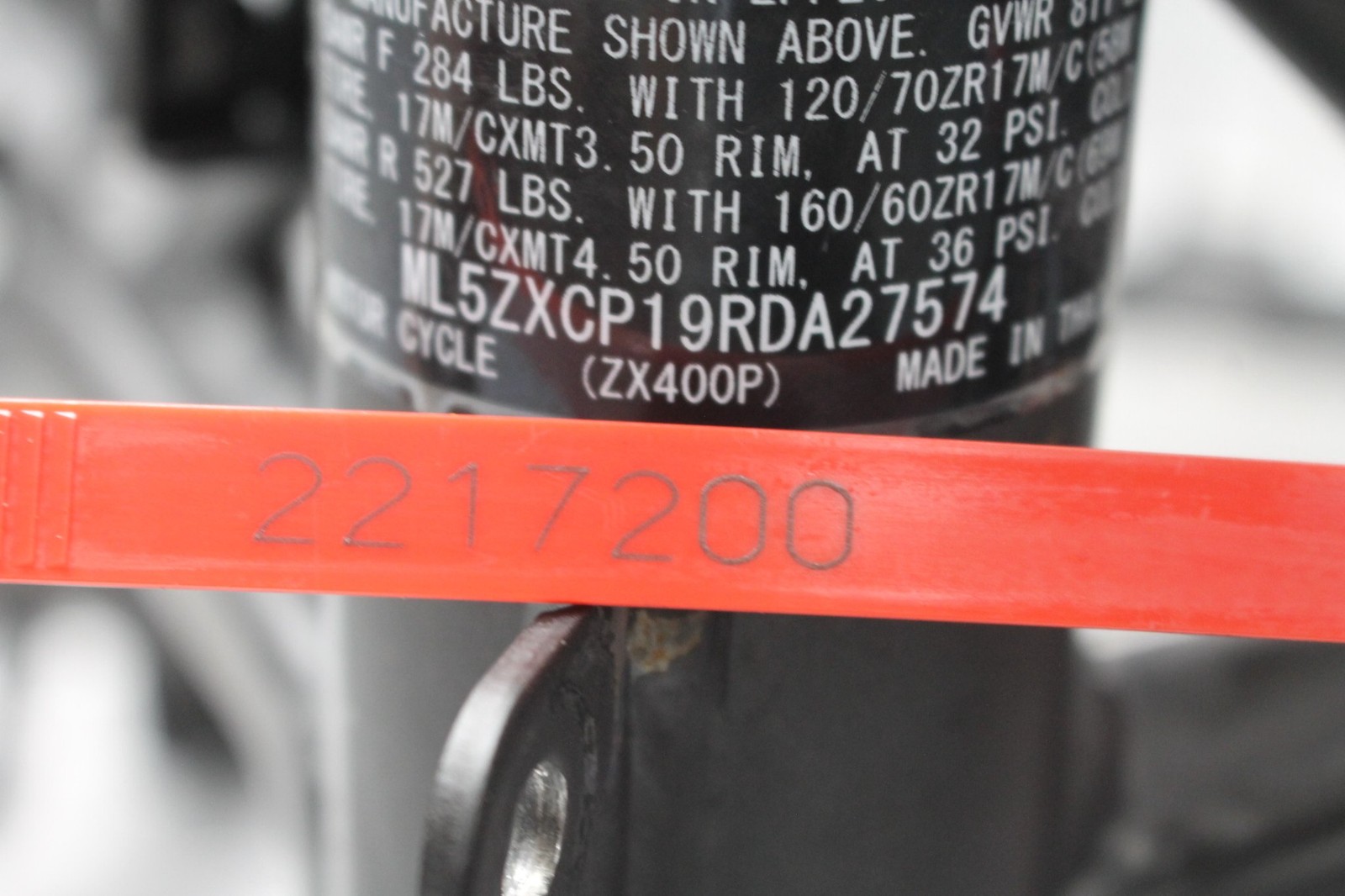 2024 KAWASAKI NINJA ZX4R ZX400 ABS CLN CLR EZY REG MAIN FRAME 32160-2051-18R
