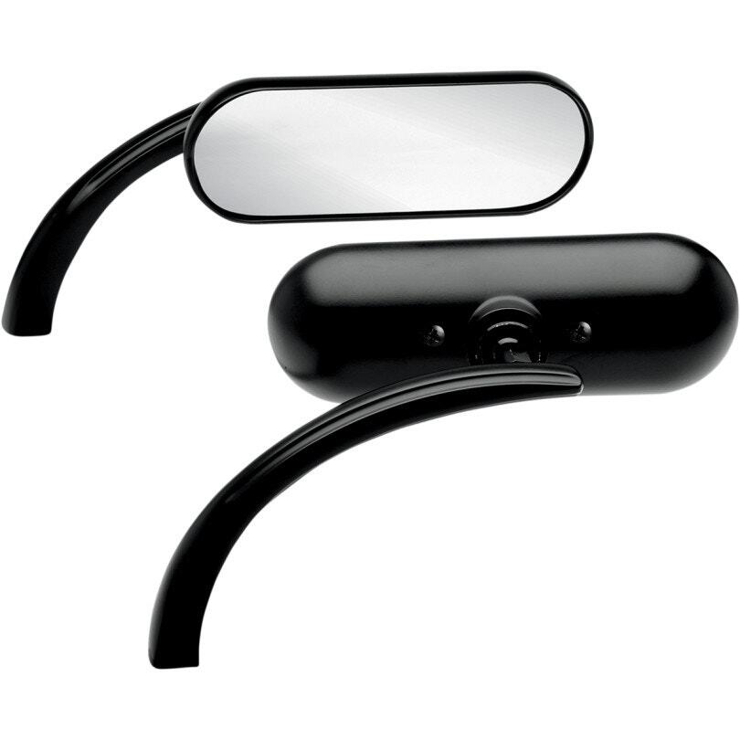 Arlen Ness Micro Black Mini Oval Left & Right Side Mirror Set Harley or Metri…