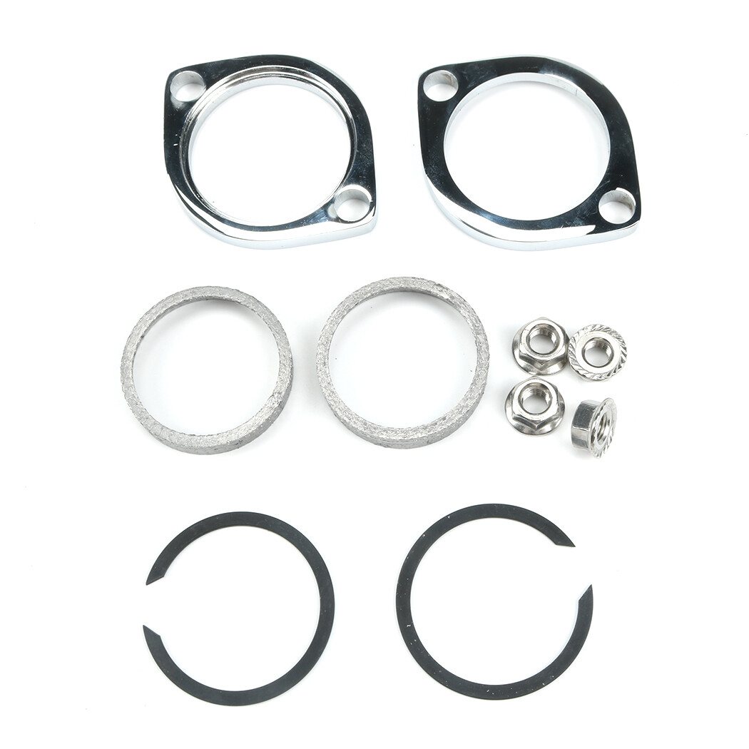 For Harley Davidson Exhaust Flange Install Kit C-Clips Serrated Nuts Flanges Gas