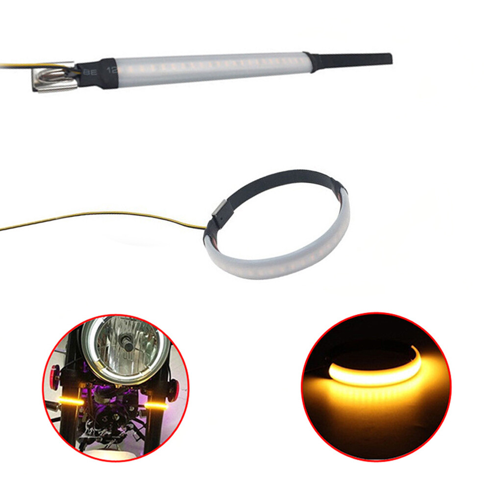 2x Motorcycle Parts Amber LED Fork Turn Signal Indicator Lights Strips Universal