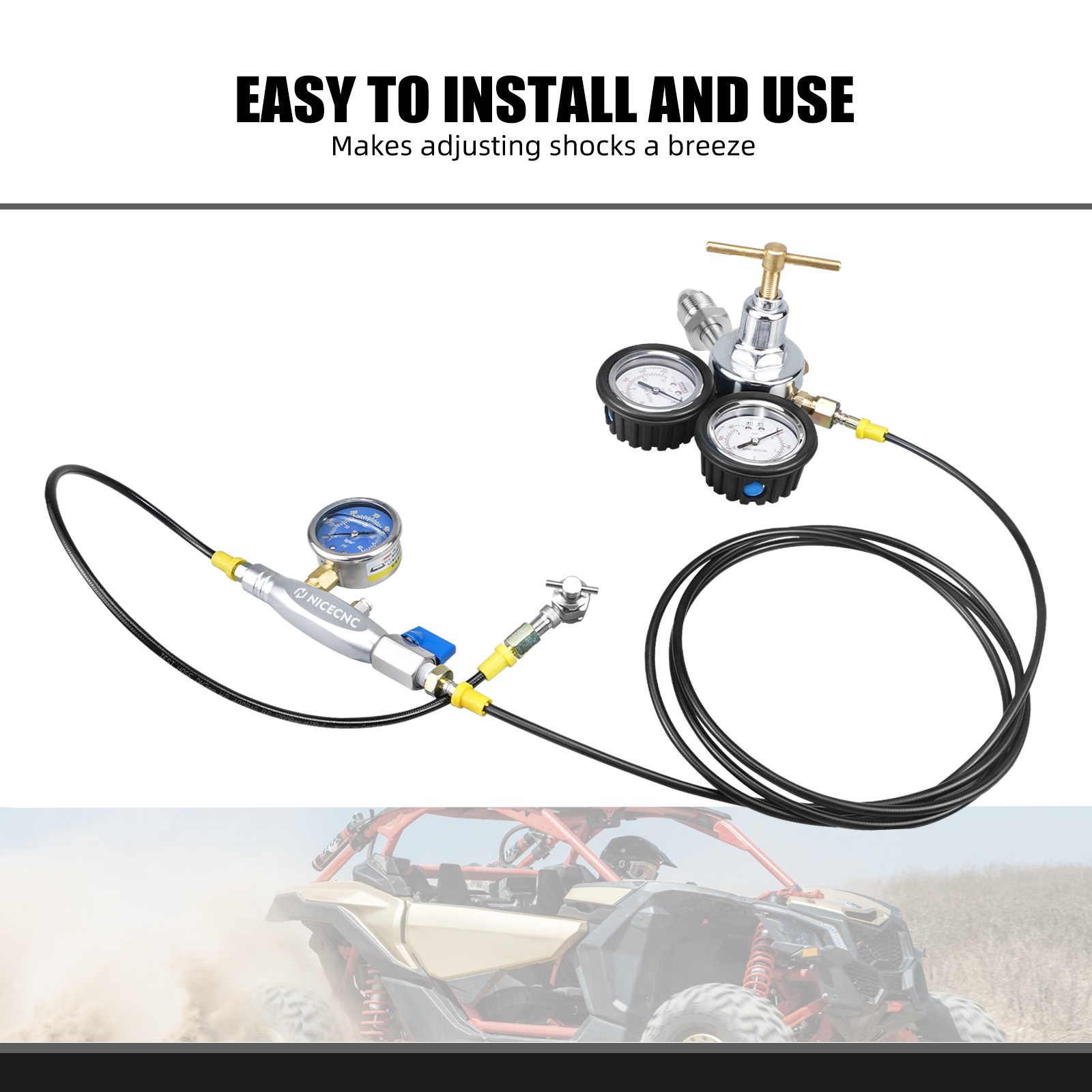 NICECNC Nitrogen Regulator Shock Fill Kit 600PSI For Off-road ATV UTV FOX KING