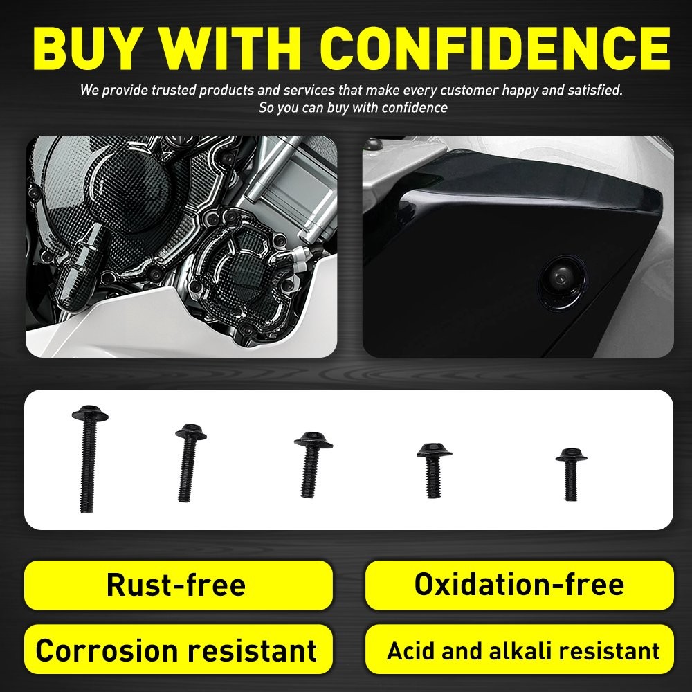 Motorcycle Complete Fairing Bolt Kit Bodywork Screw Nut Set M5 M6 194-1940 Black