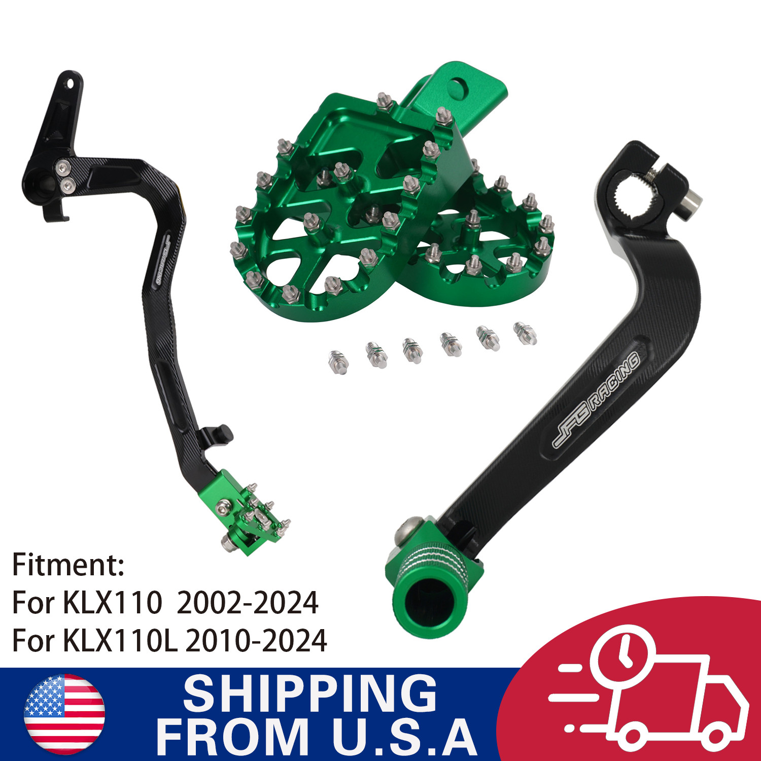 KLX110 Gear Shifter Lever+Rear Brake Pedal+Footpegs For KLX110 KLX110L 2010-2024