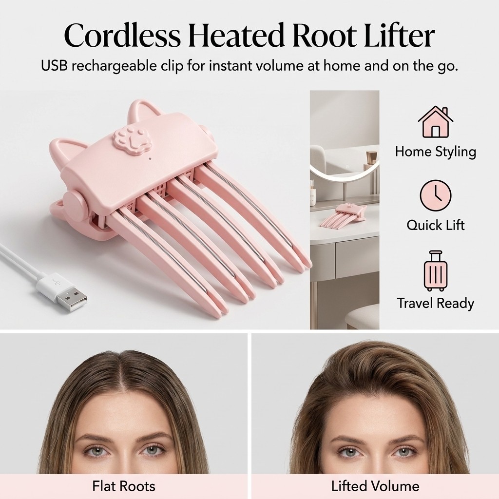 Electric Cordless Heated Hair Volume Clip – Root Clips for Curly Hair Volume US