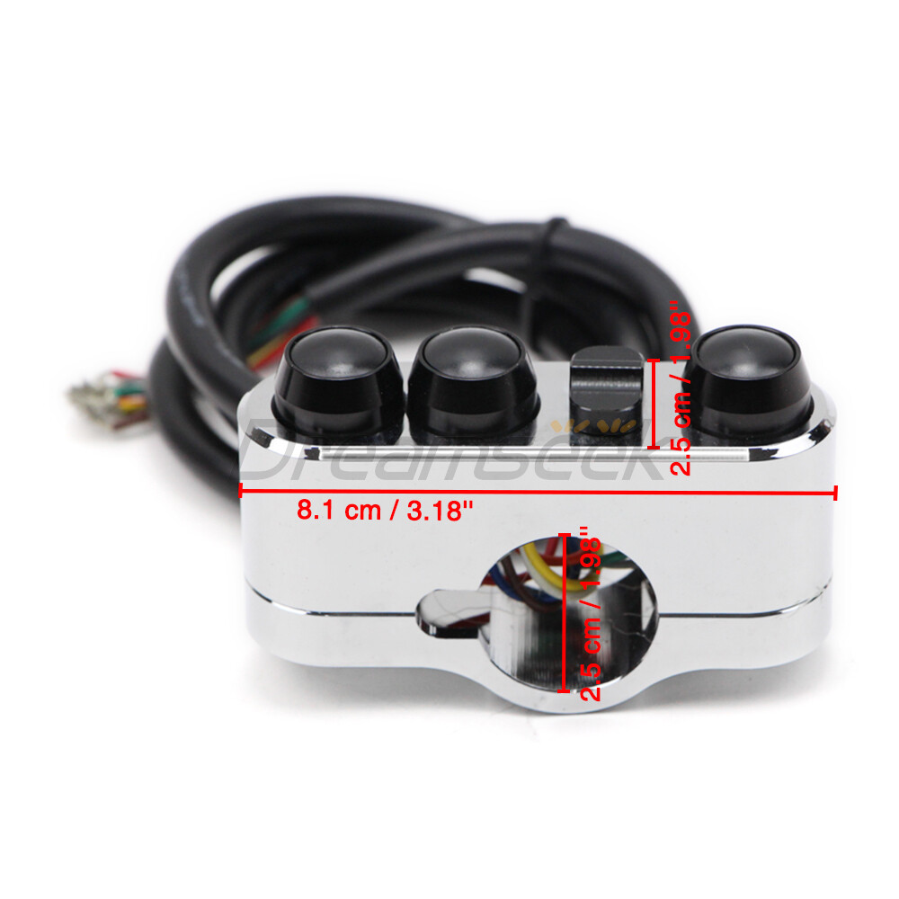 1” Universal Handlebar Switch Button Control Turn Signal Horn for Harley Chrome