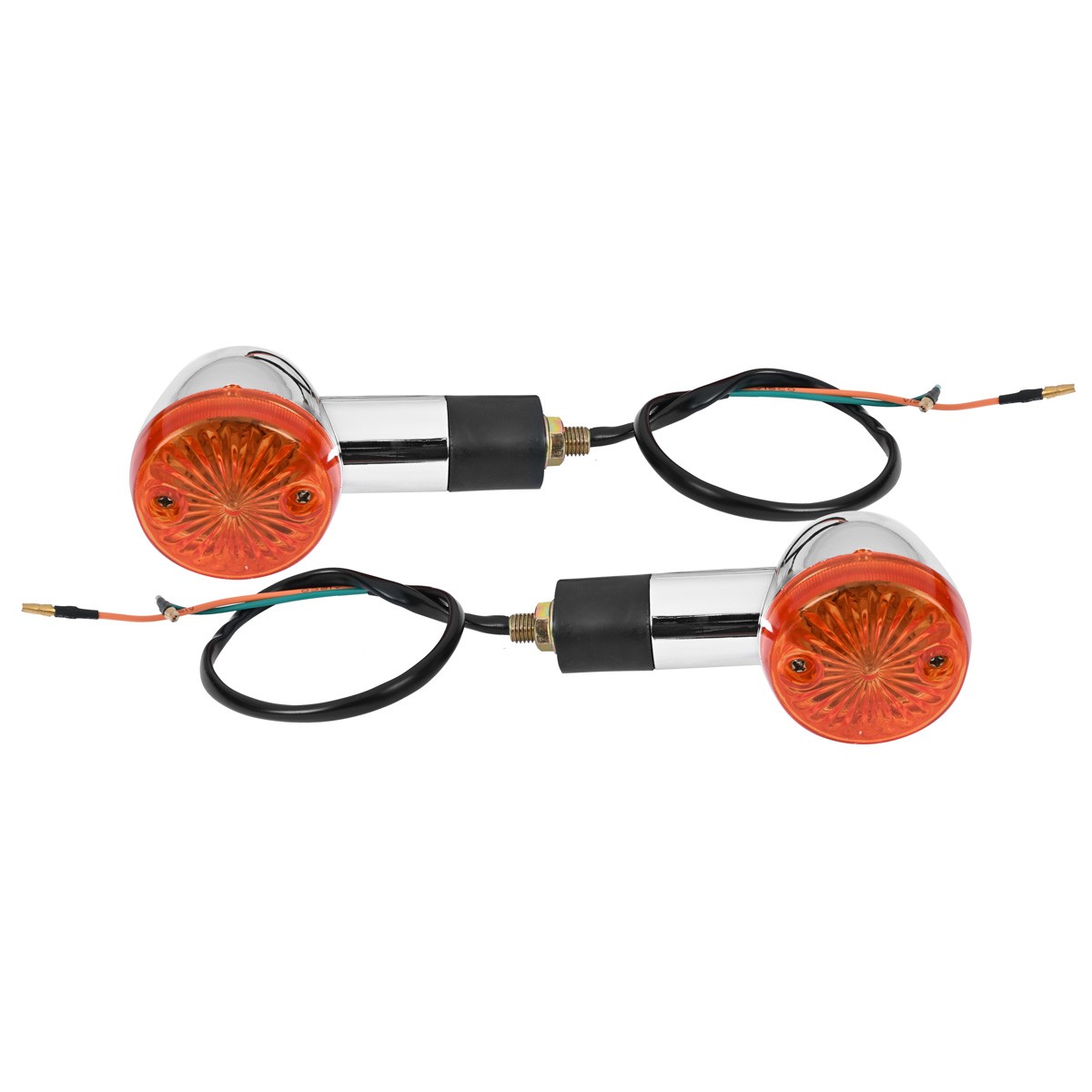 4PCS Amber LED Turn Signal Blinkers Universal DC 12V Motorcycle Lights Chrome US