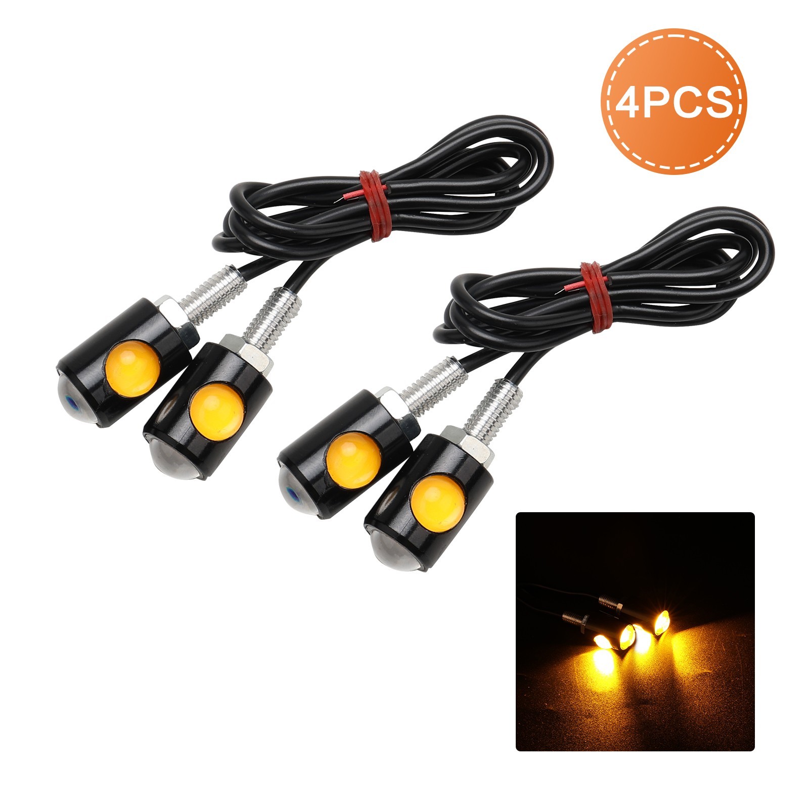4X Amber Motorcycle LED Turn Signal Blinker Light Indicator Universal Lamp