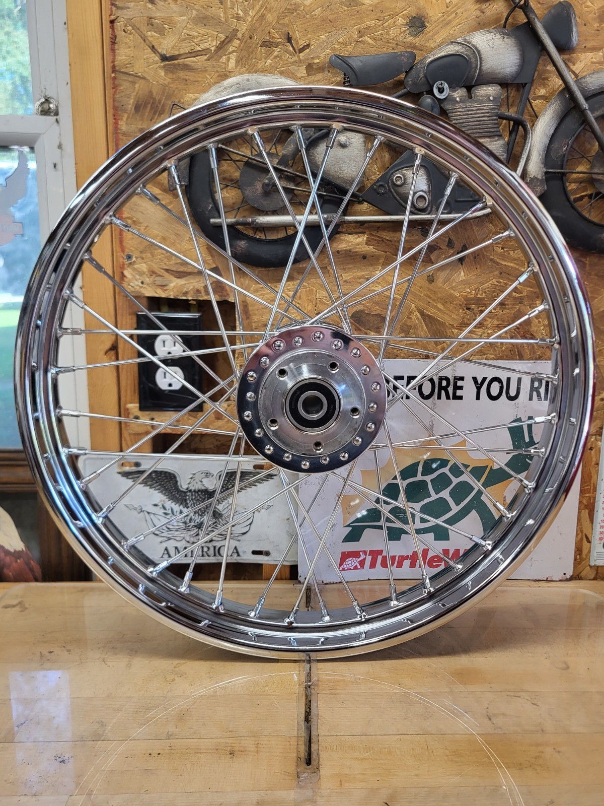 Chrome 21″ X 2.15″ Front Wheel For Harley-Davidson Softail Dyna Sportster 3/4″
