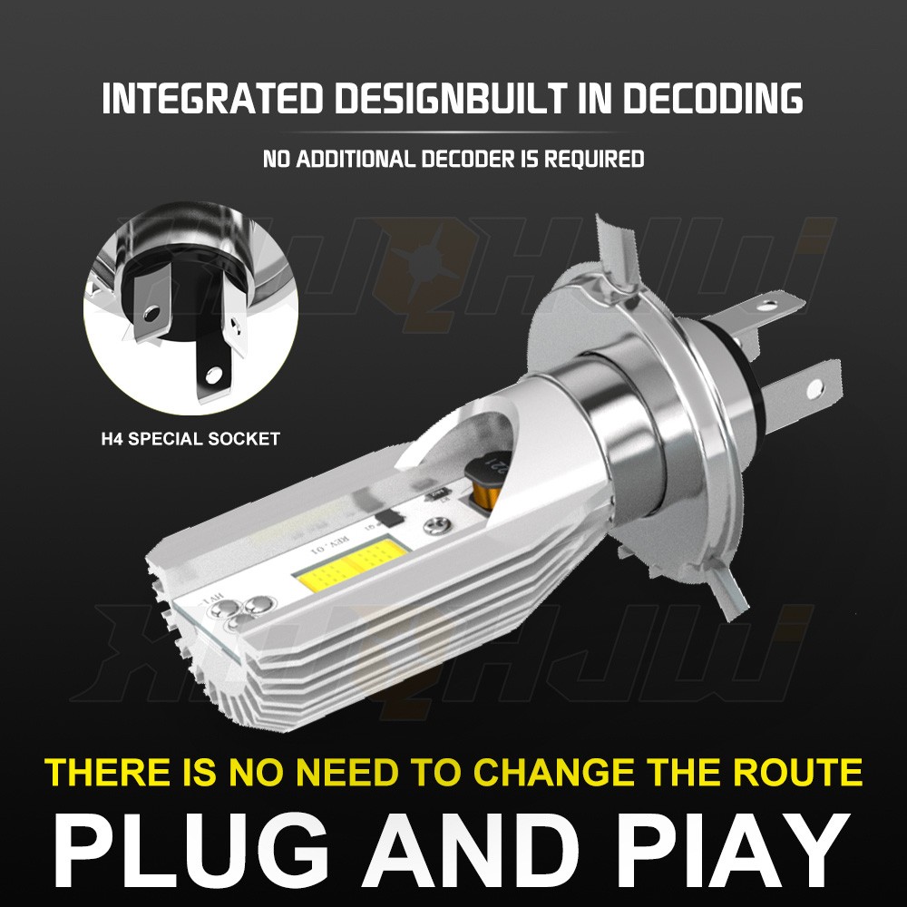 H4 6500K LED Hi/Lo Beam Light Bulb XWQHJW Super Bright Headlight Fit Motorcycle