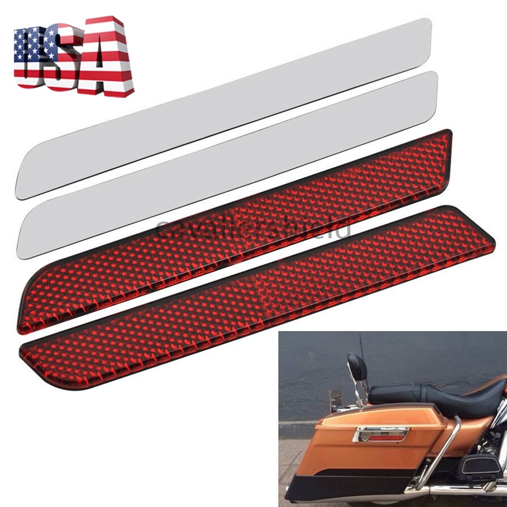 Red Reflector Saddle Bag Latch Cover For Harley Touring Road Street Glide 96-13