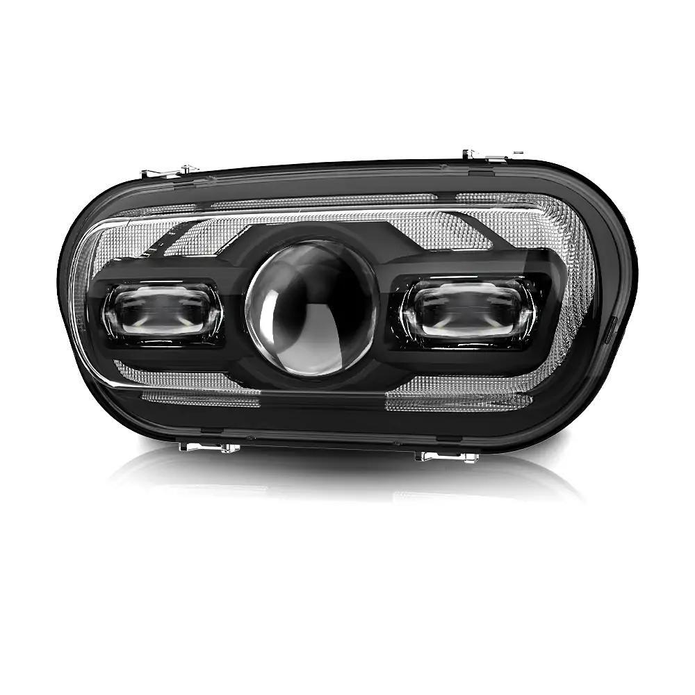 DOT 120W LED Headlight High Low Sealed Beam Black With Halo DRL For FatBob 08-19