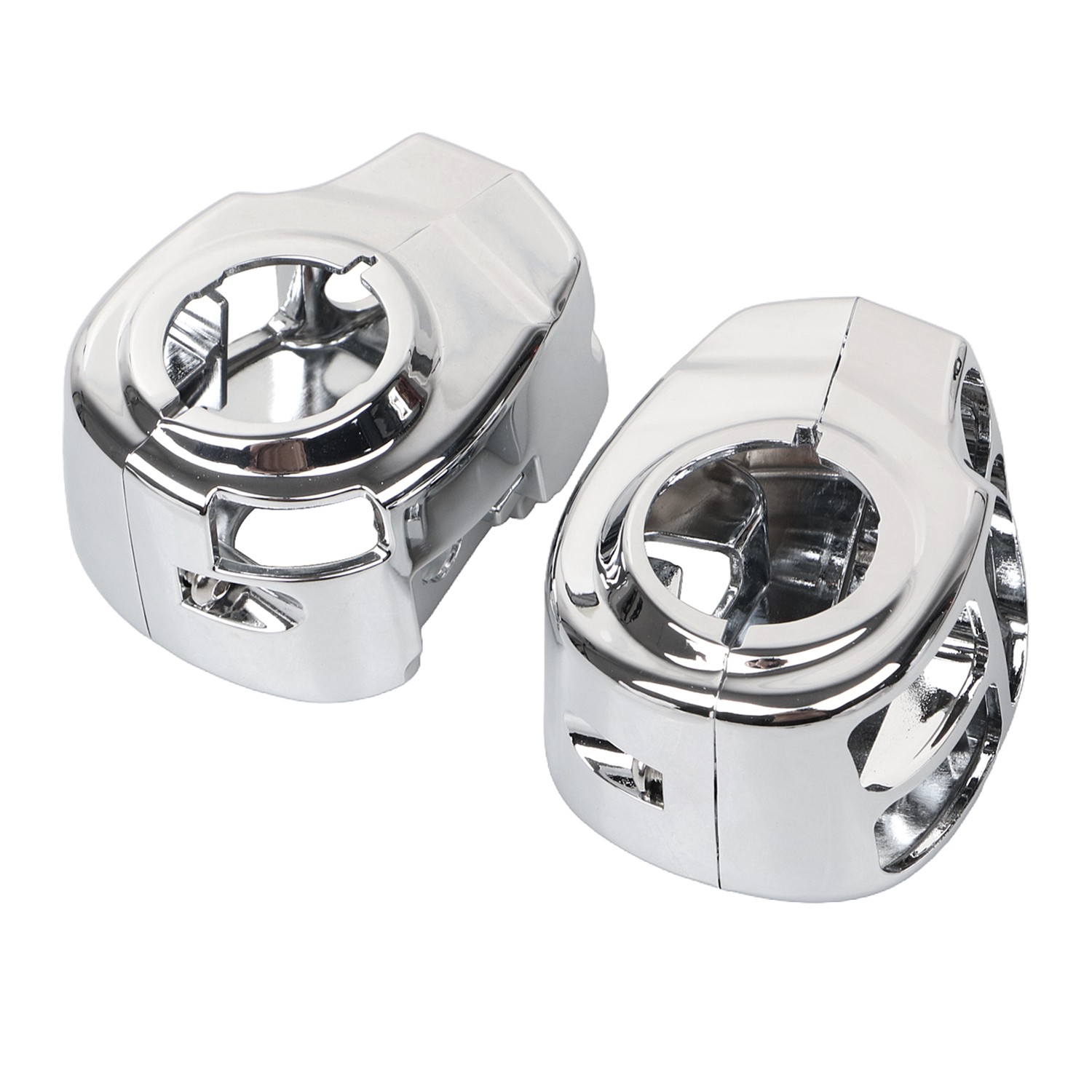 Chrome ABS Handlebar Control Switch Housing Cap Button Kit For Harley Road King
