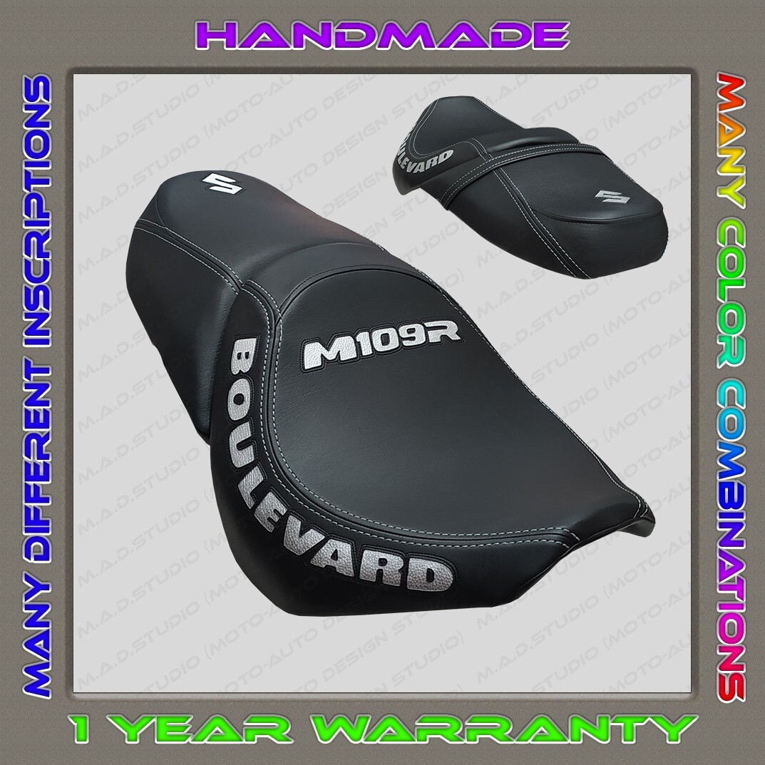 CUSTOM Seat Cover Suzuki BOULEWARD M109R Black+Silver+silver-thread 2006+
