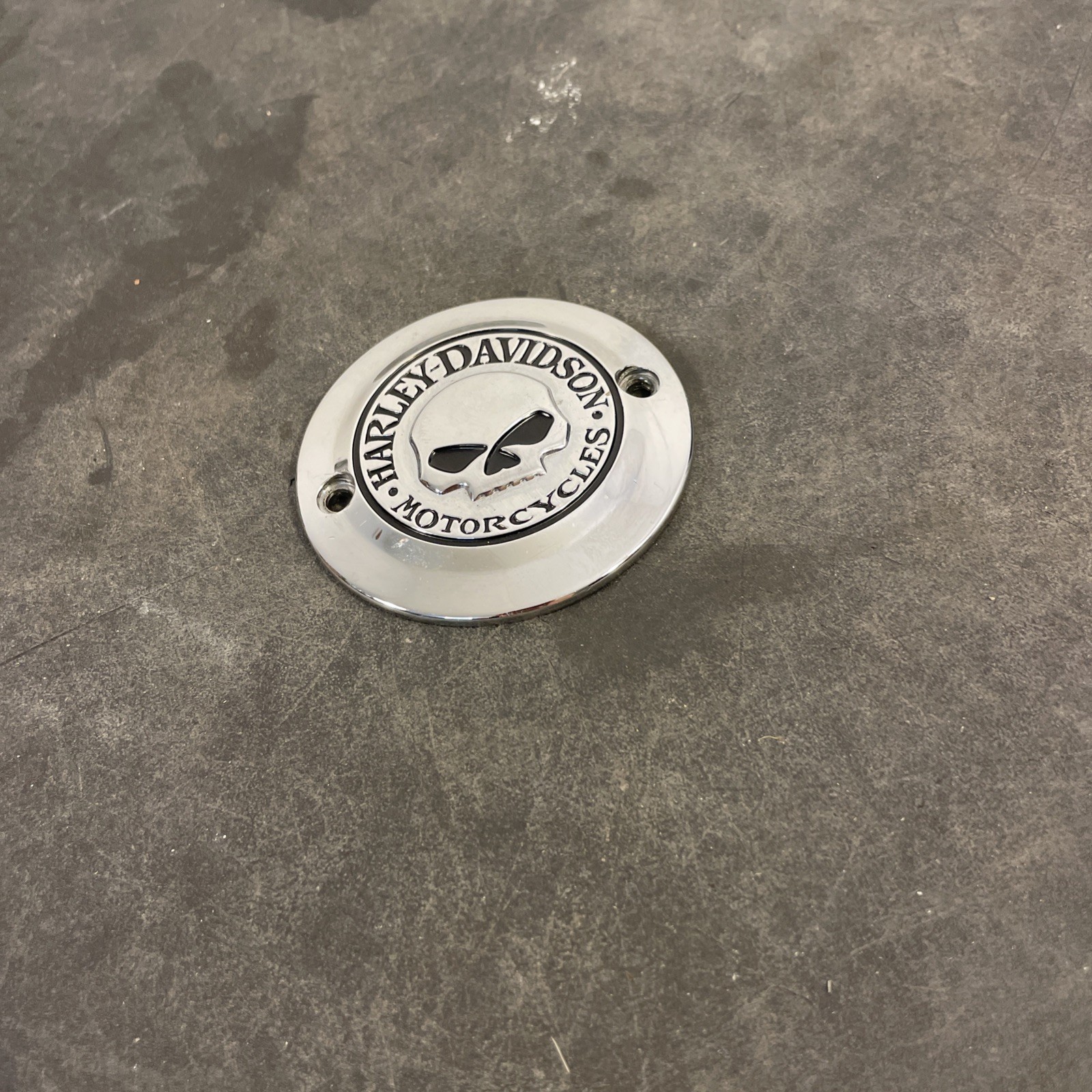 Willie G Points Cover- Harley Davidson Chrome 2 Hole Points Timing Cover Used