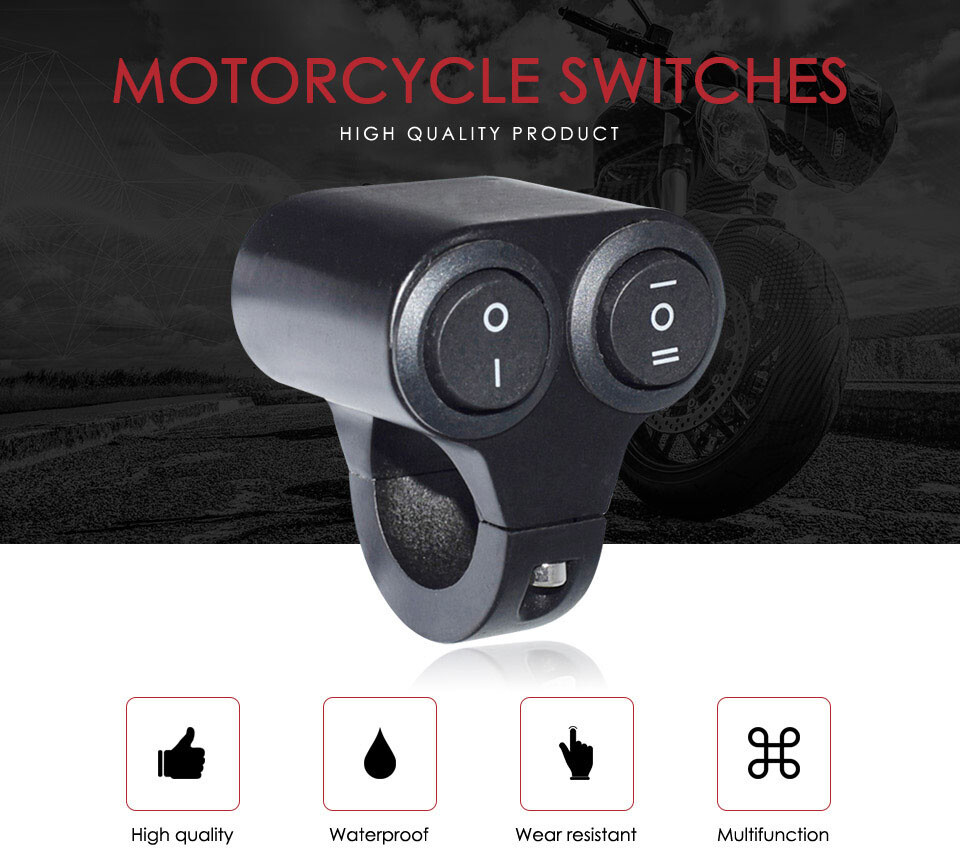 Universal 7/8″ Motorcycle ATV Handlebar 12V Dual Button Switch For Honda Yamaha