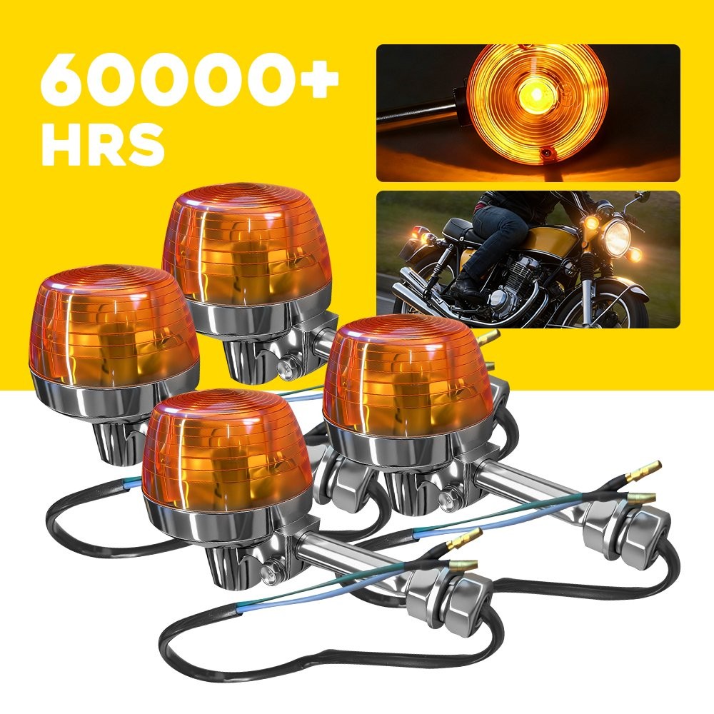 For Honda CL175K Scrambler 1968-1973 4PCS Turn Signal Light Blinker Amber Chrome