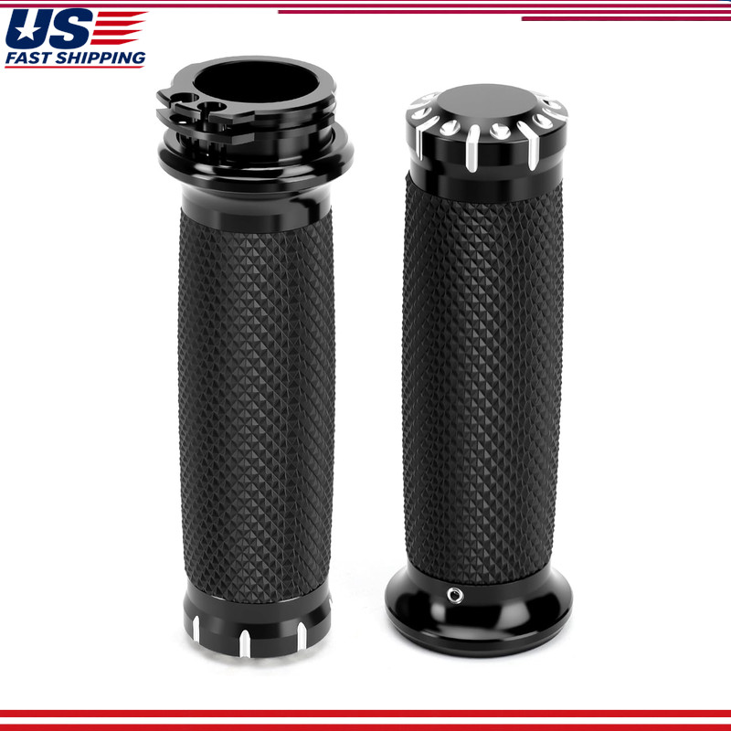 1 Inch/25mm Motorcycle Handlebar Grips Cable Throttle Hand Grips HarColor: black