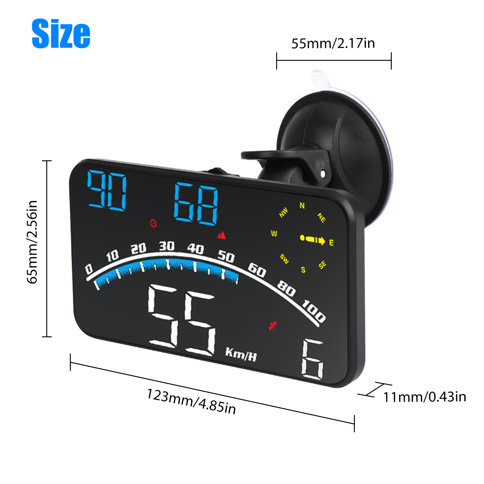 Universal Digital Speedometer GPS Car HUD Head Up Display MPH Overspeed Alarm 5″