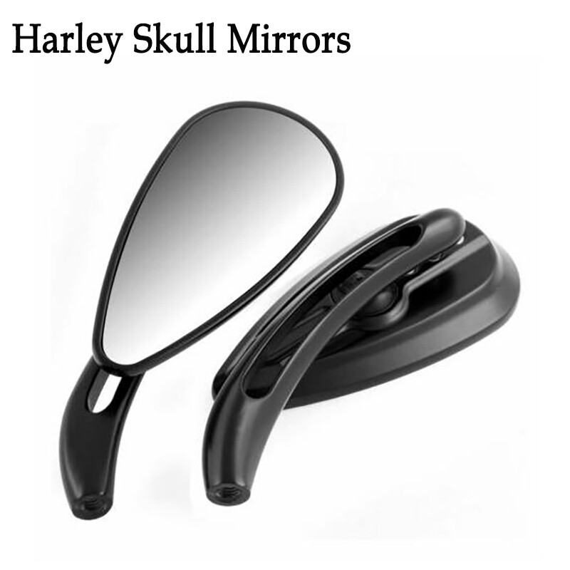 Rearview Black Mirrors Skull Teardrop for Harley Dyna Electra Glide Motorcycle