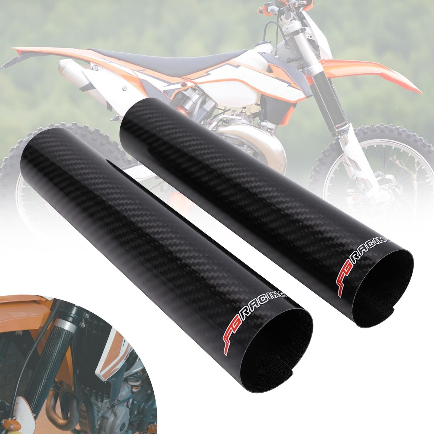 Carbon Fiber Front Fork Shock Guard Covers for Dirt Bike Pit Bike 140-260mm Pair