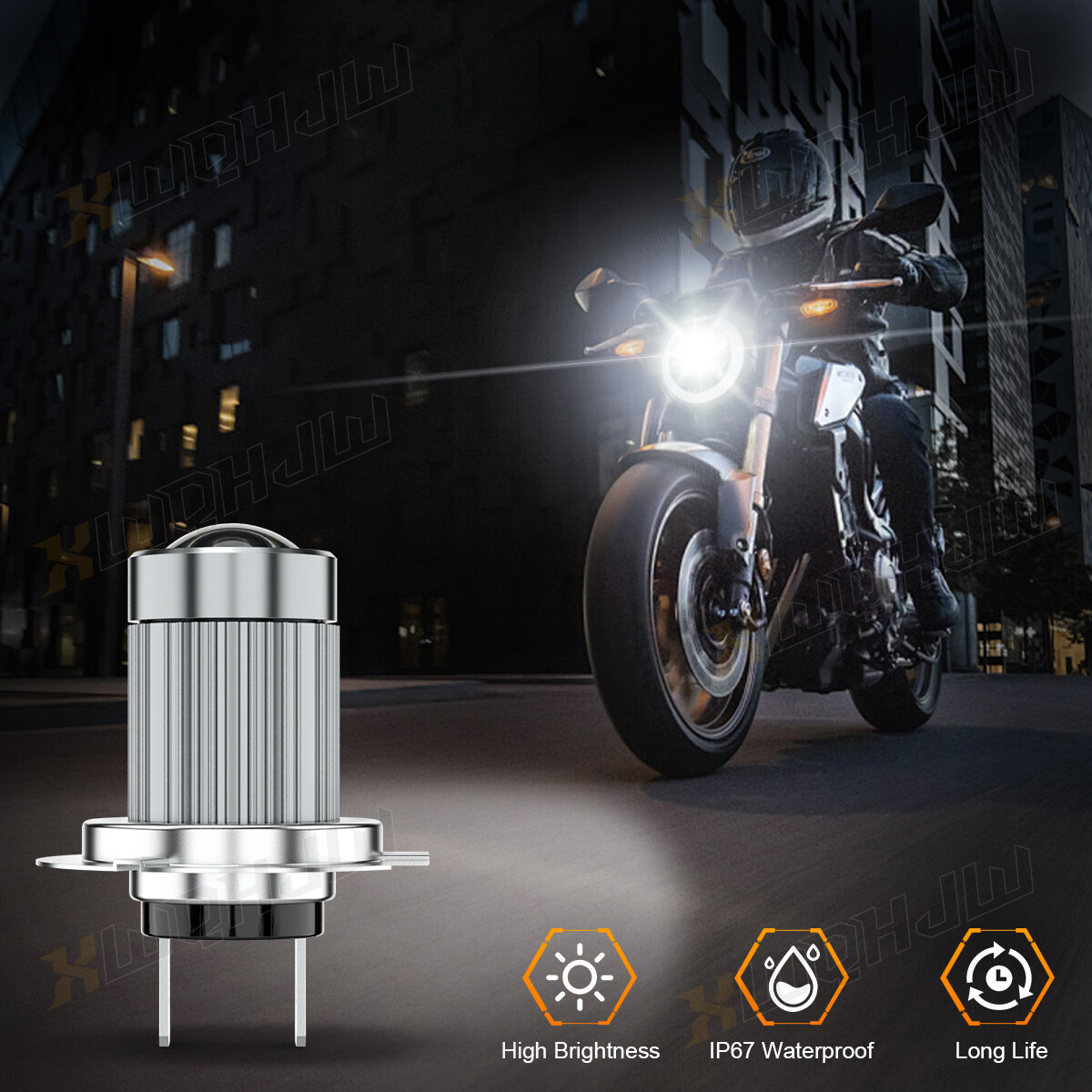 XWQHJW Diamond White 6000K H7 30W Two Bulbs Head Light High Beam Replacement OE
