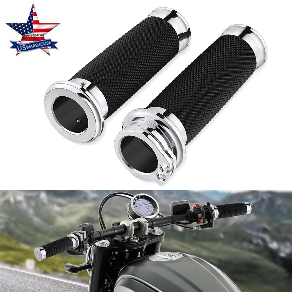 Motorcycle 1″ Hand Grips 26mm Handlebar Grips For Harley Honda Suzuki Kawasaki