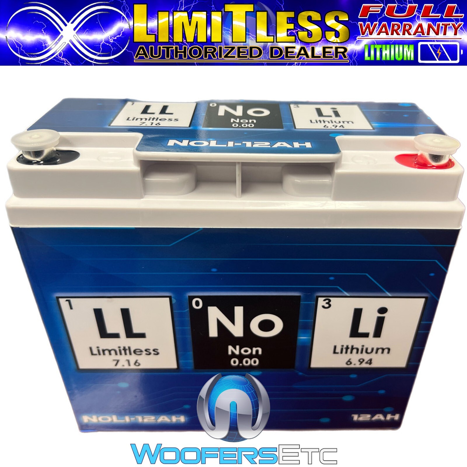 LIMITLESS LITHIUM NOLI-12AH SODIUM 7″ CASE 300A 4000W SUPER BATTERY