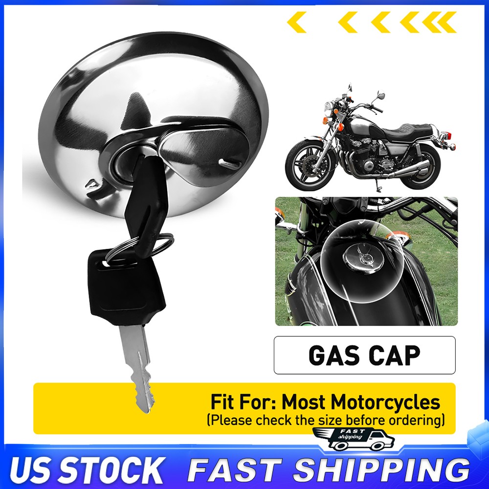 Motorcycle Gas Lid Fuel Tank Cap Cover 2 Key Lock Set For Kawasaki Honda Harlry