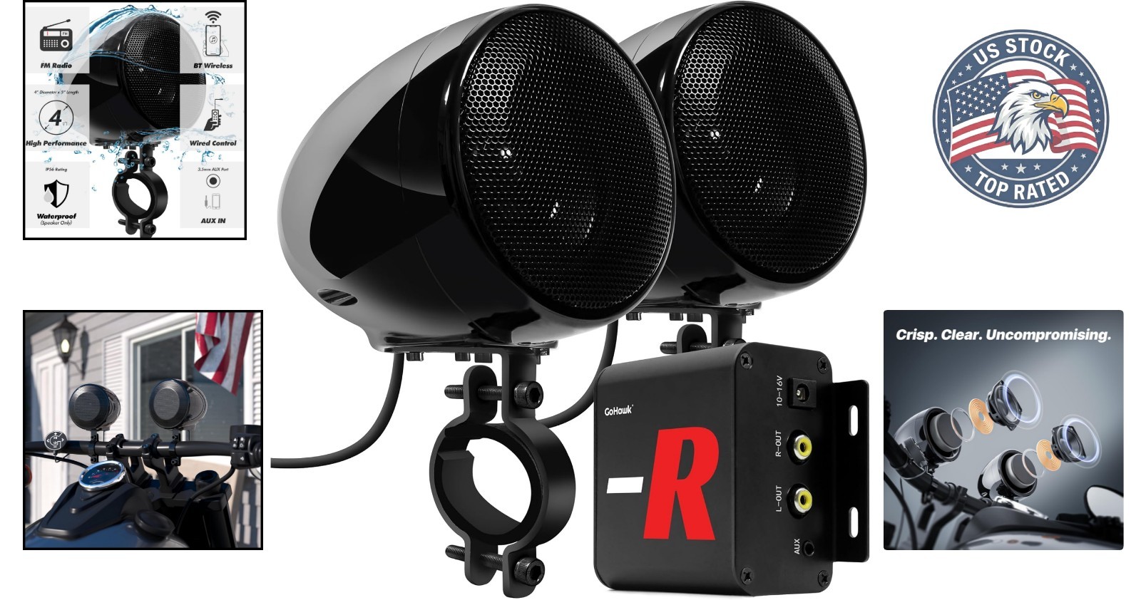 Bluetooth 5.0 Motorcycle Audio System – 100W Waterproof Speakers for Riders