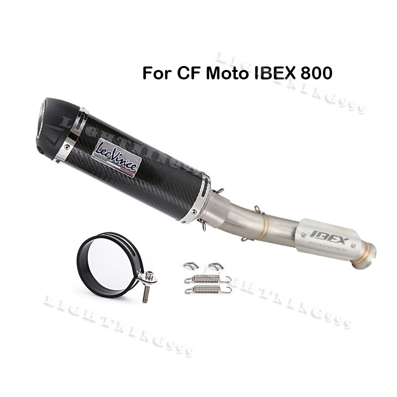 For CF-Moto IBEX 800 2022-2026 Mid Link Pipe With Carbon Fiber Muffler Tips