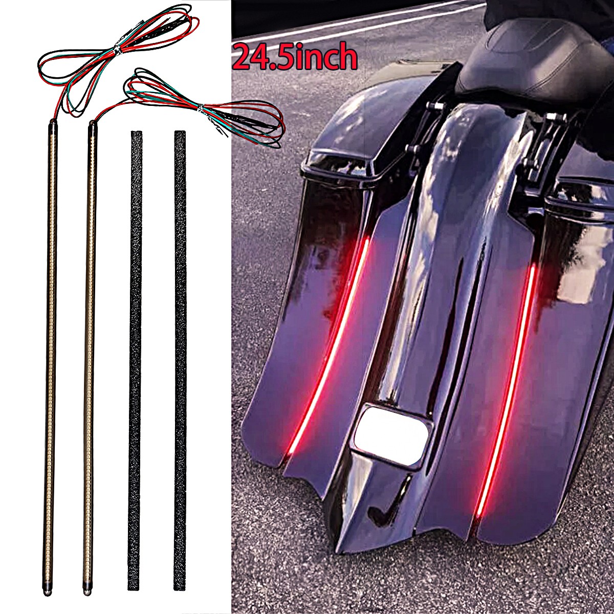 24.5″ LED Taillight Strip Kits For Harley Touring With Bagger Stretched Fender