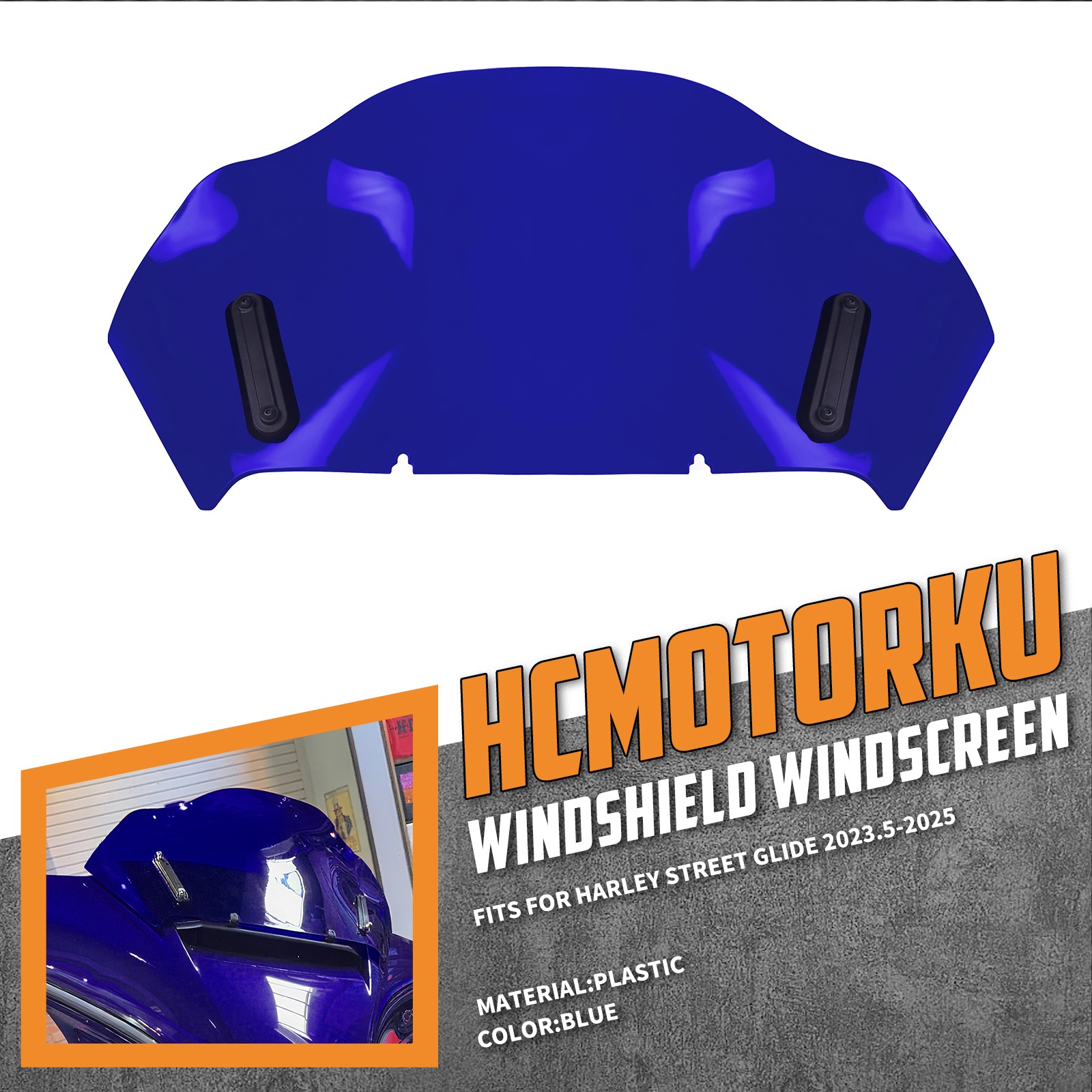 10″ Blue Wave Fairing Windscreen Windshield Fits For Harley Street Glide 2024-25