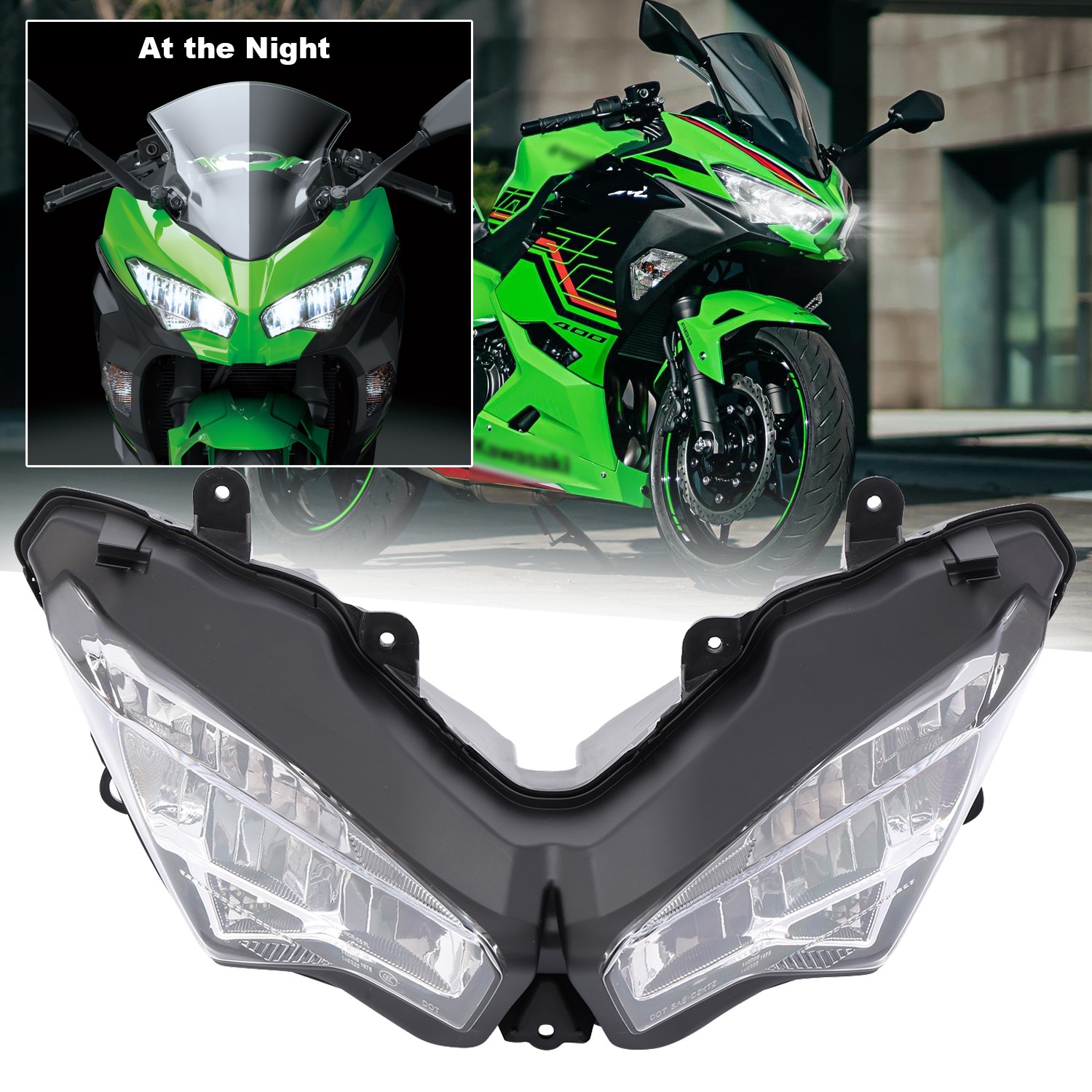 LED Headlight Headlamp Light Assembly Fit For Kawasaki Ninja 400 EX400 2018-2024